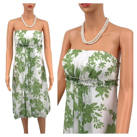 David's Bridal Strapless Floral Bubble Hem Dress Size 6 Empire Waist Babydoll - Picture 9 of 9